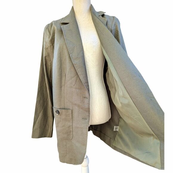 Universal Standard Women's Coastal Linen Blend Two Button Olive Green Blazer NWT - Picture 8 of 11